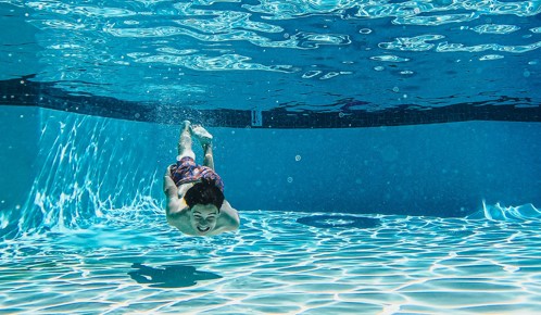 Swimmer in clean water